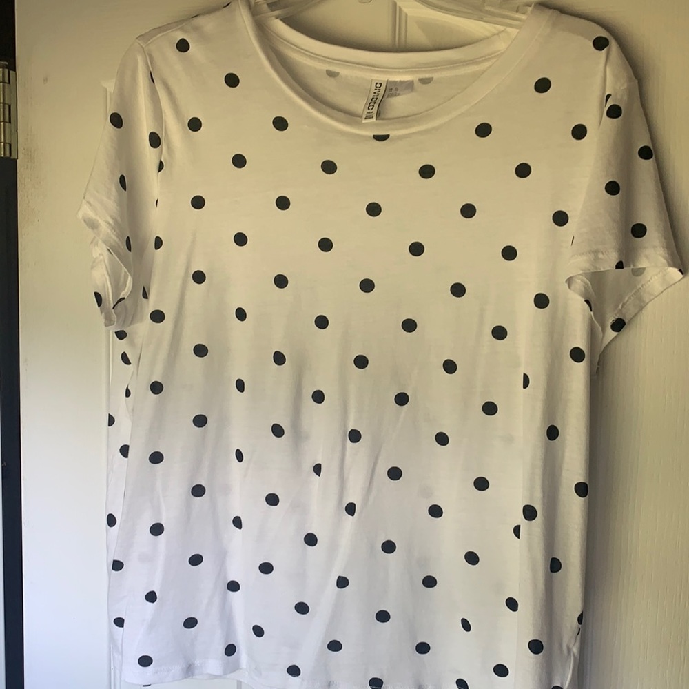 Capped Sleeve Black Polka Dot Tee